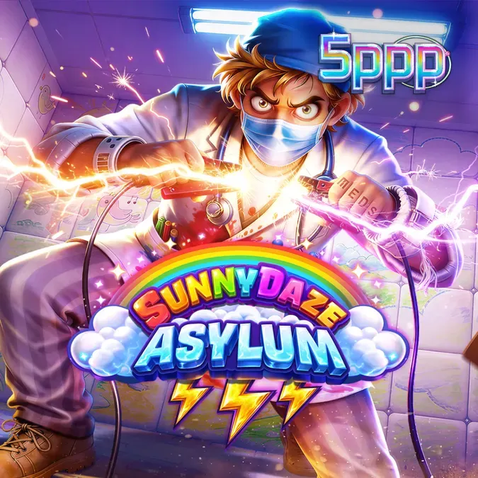 Interface do jogo de slot Sunnydaze Asylum com elementos temáticos de asilo